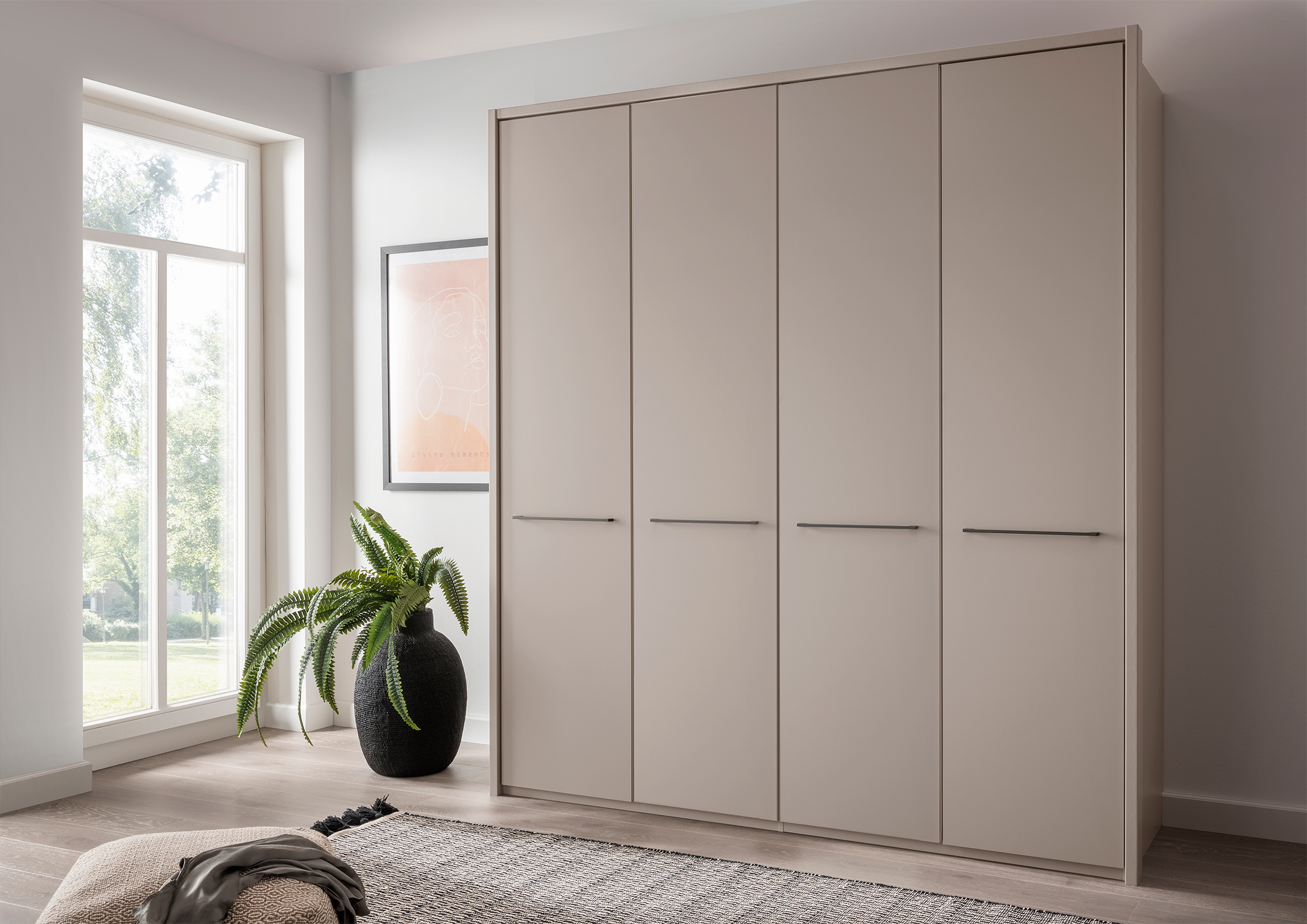Cairo 4 Door Wardrobe Pebble Grey 200cm