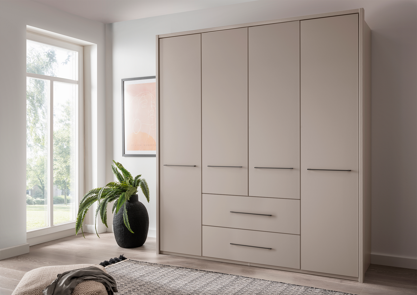 Cairo 4 Door Wardrobe Pebble Grey 200cm