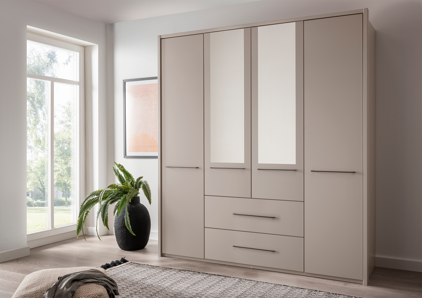 Cairo 4 Door Wardrobe Pebble Grey 200cm