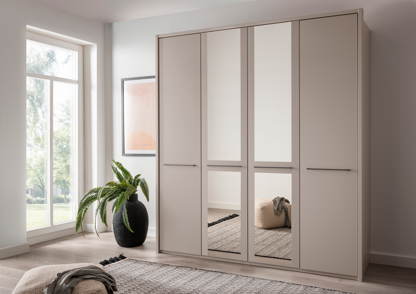 Cairo 4 Door Wardrobe Pebble Grey 200cm