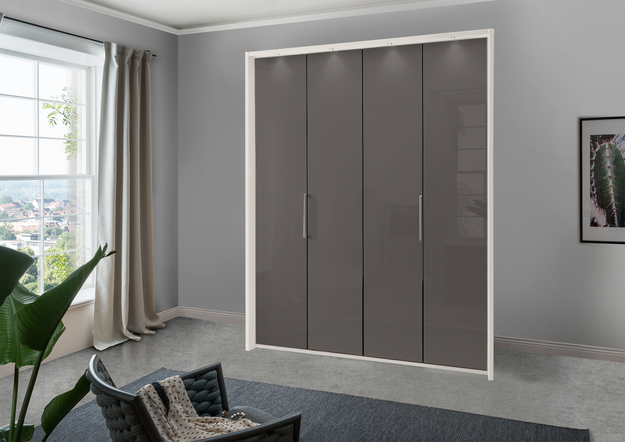 Munich 4 Door Wardrobe Glass Havana 200 cm