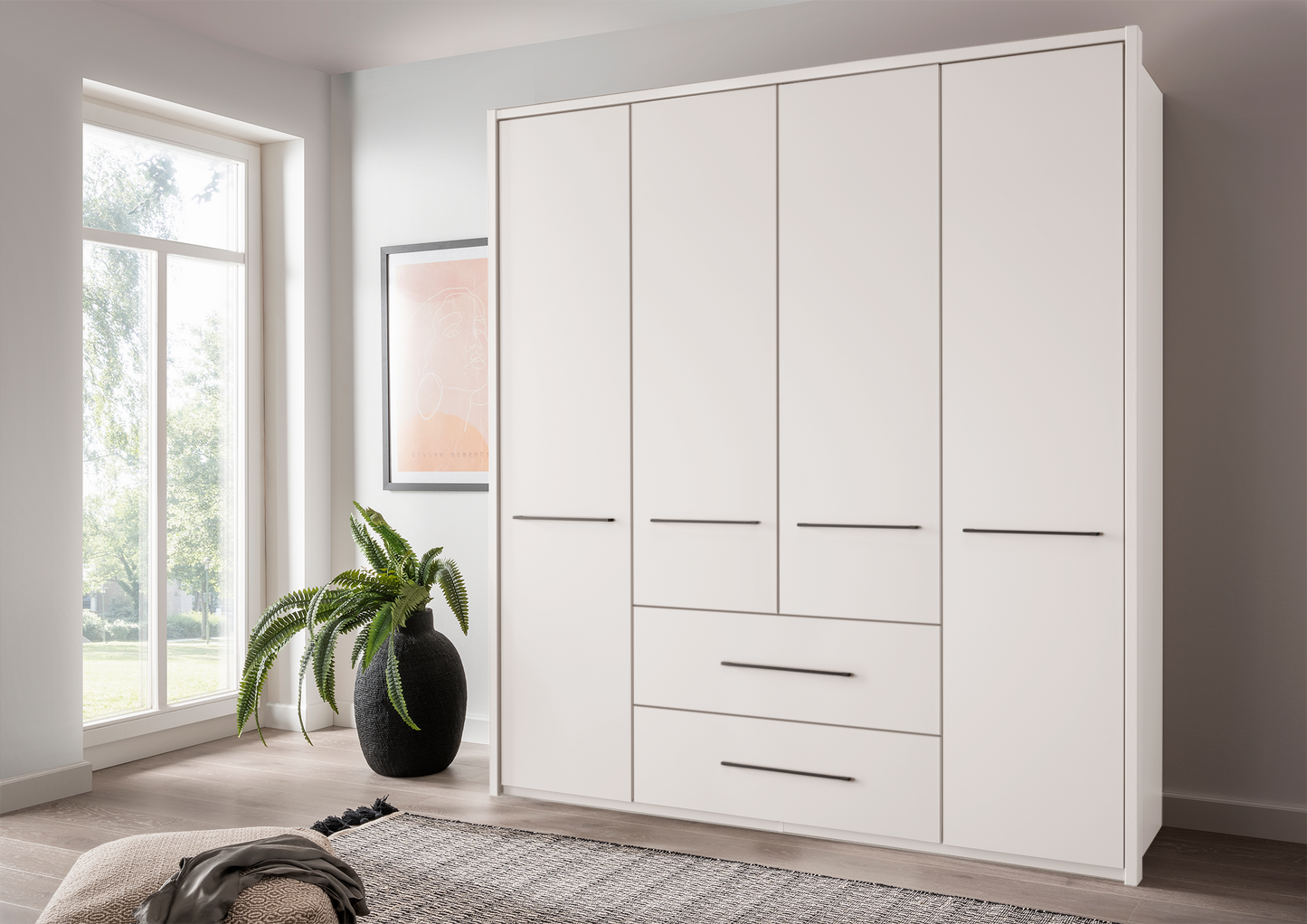 Cairo 4 Door Wardrobe White 200cm