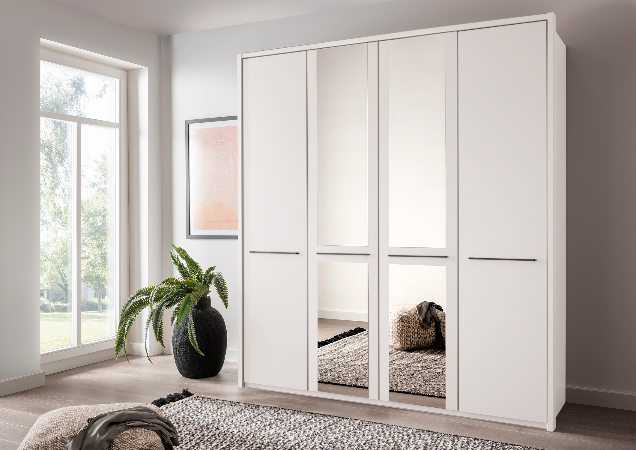 Cairo 4 Door Wardrobe White 200cm