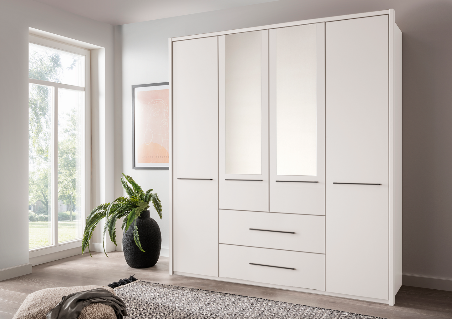 Cairo 4 Door Wardrobe White 200cm