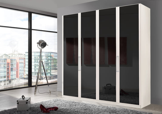 Bermuda Hinged 4 Door Wardrobe Glass Graphite 200cm