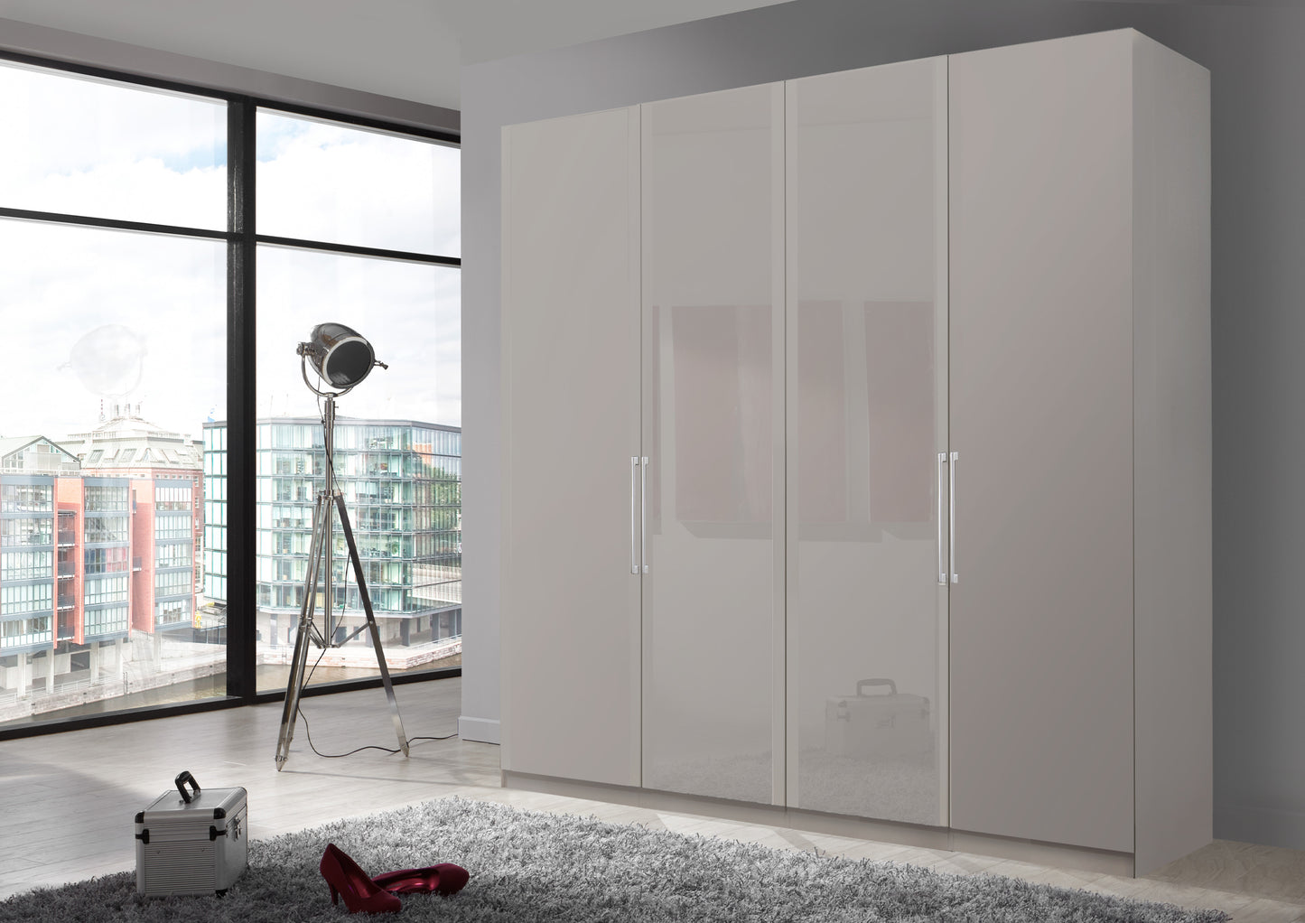 Bermuda Hinged 4 Door Wardrobe Matte Pebble Grey 200cm