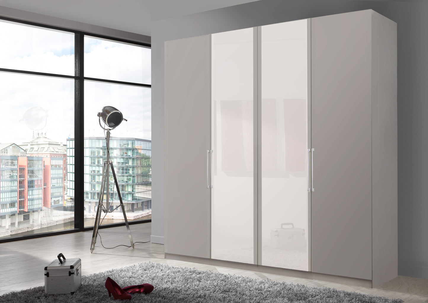 Bermuda Hinged 4 Door Wardrobe Matte Pebble Grey 200cm