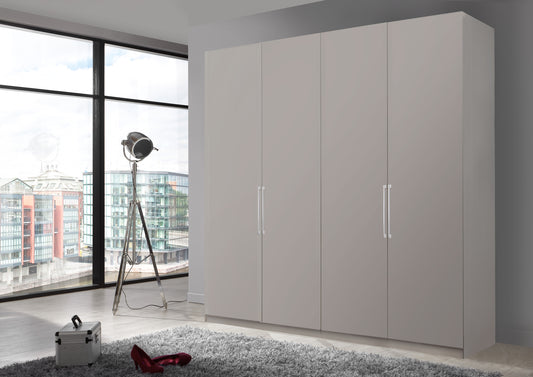 Bermuda Hinged 4 Door Wardrobe Matte Pebble Grey 200cm