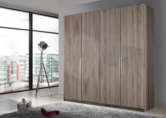 Bermuda Hinged 4 Door Wardrobe Dark Rustic Oak 200cm