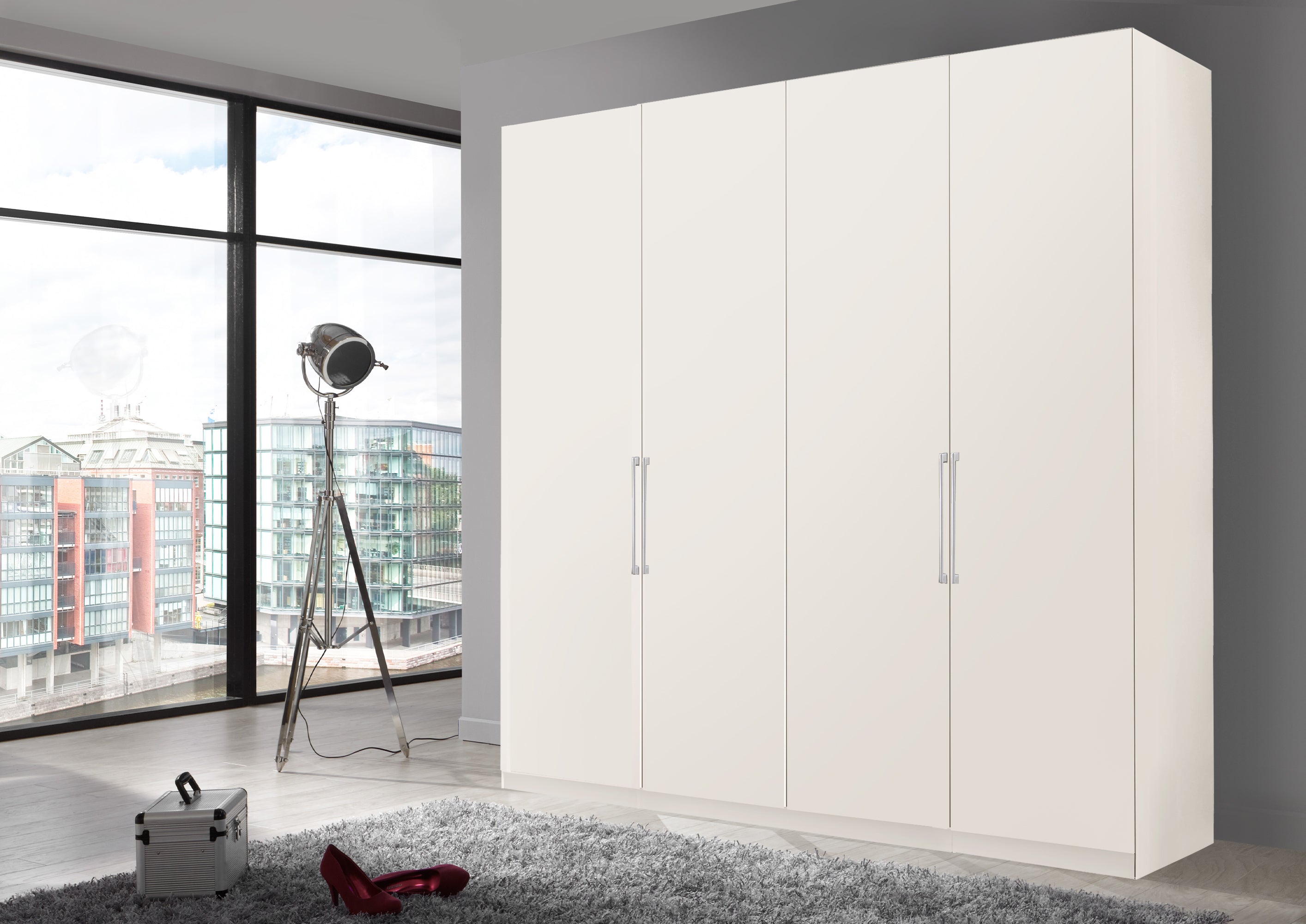 Bermuda Hinged 4 Door Wardrobe Matte White 200cm