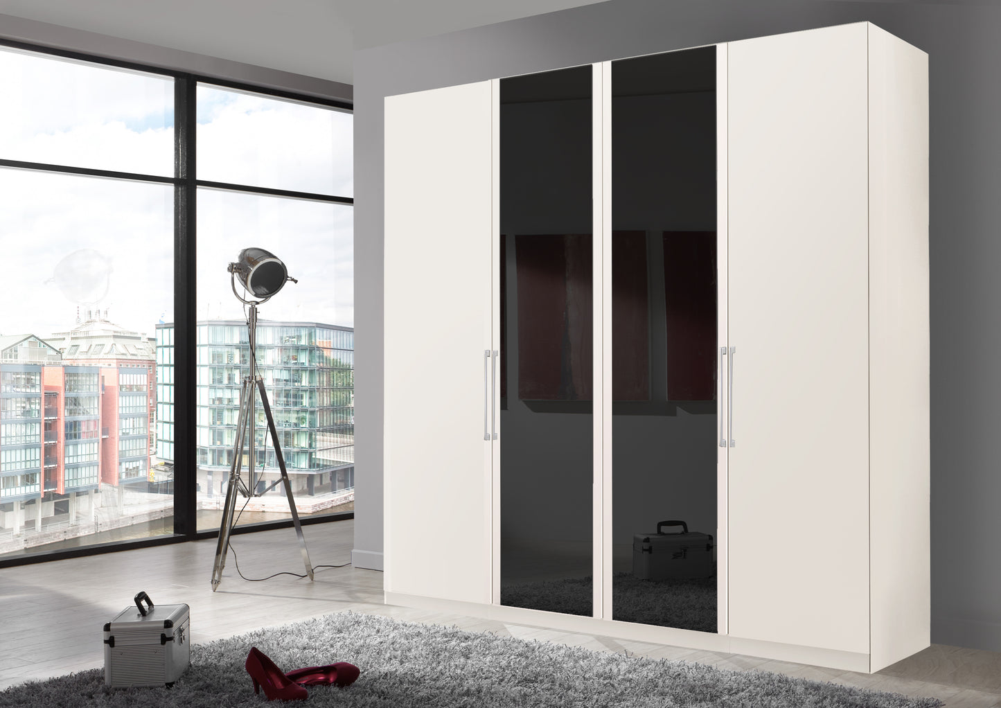 Bermuda Hinged 4 Door Wardrobe Matte White 200cm