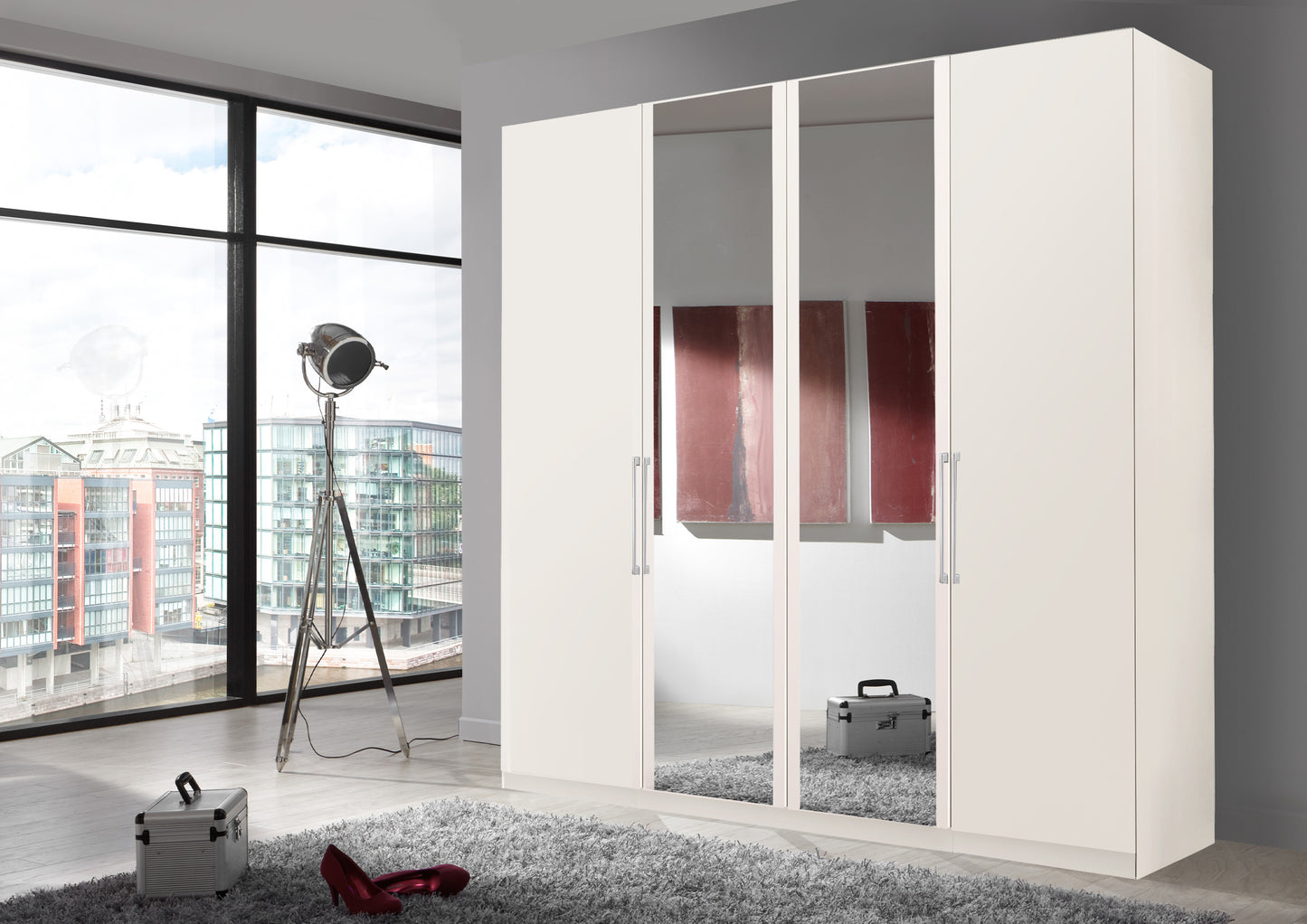 Bermuda Hinged 4 Door Wardrobe Matte White 200cm