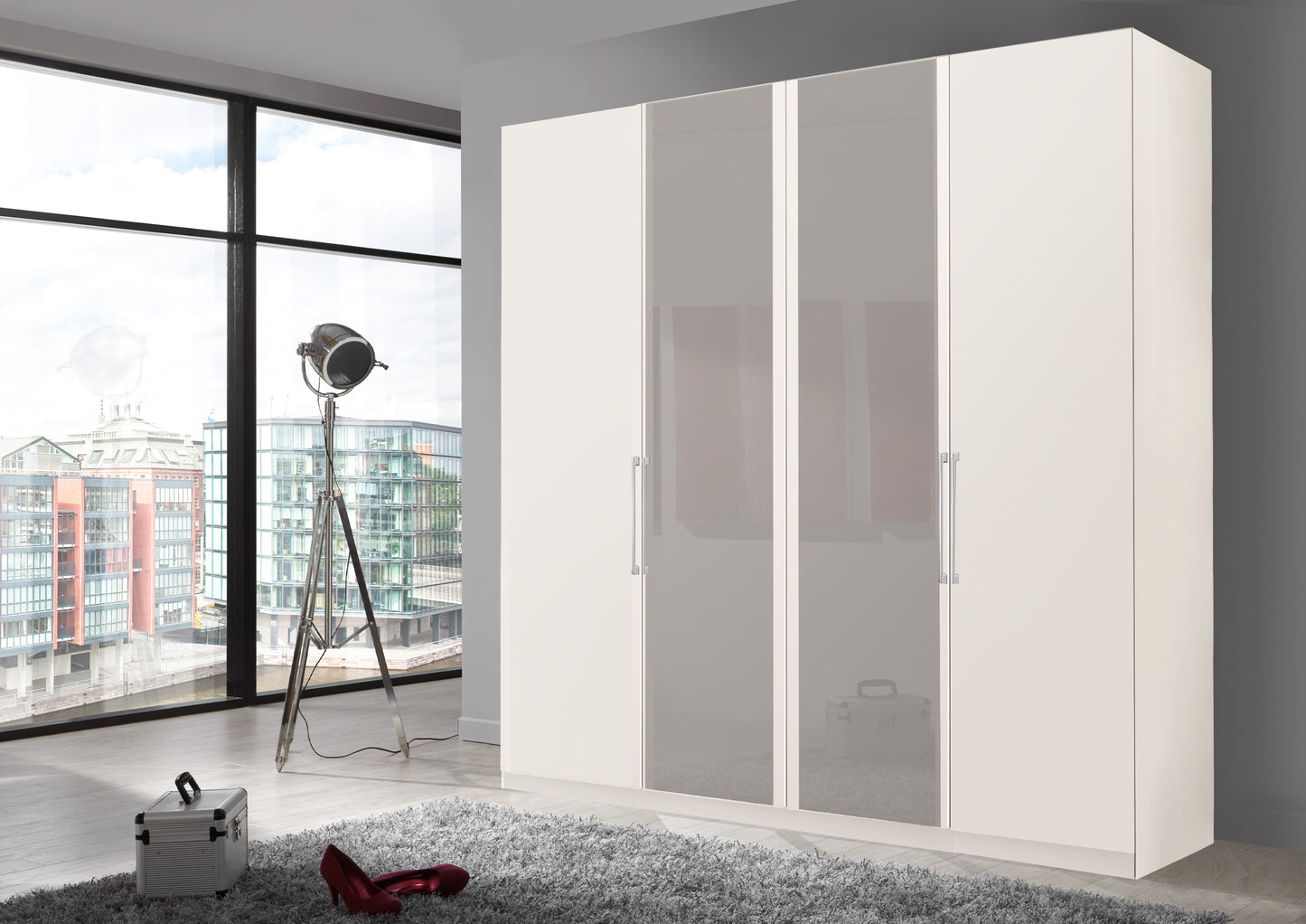 Bermuda Hinged 4 Door Wardrobe Matte White 200cm