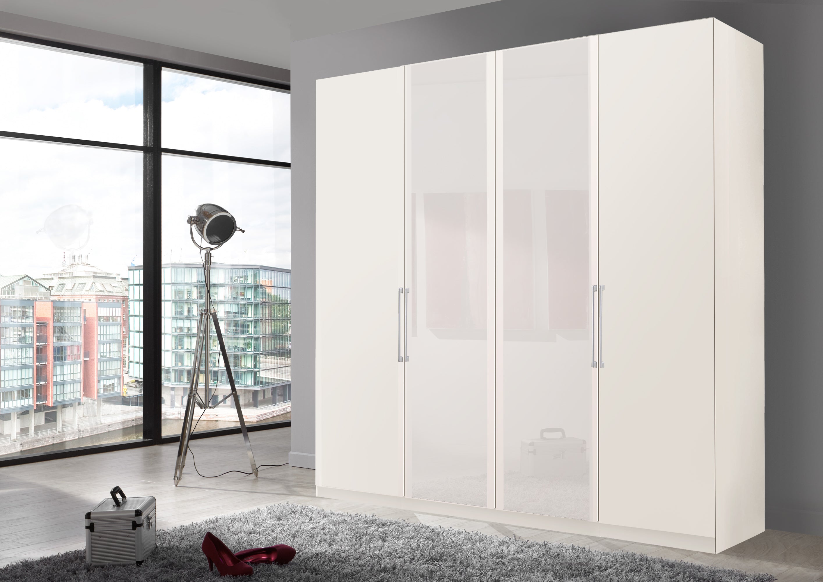 Bermuda Hinged 4 Door Wardrobe Matte White 200cm