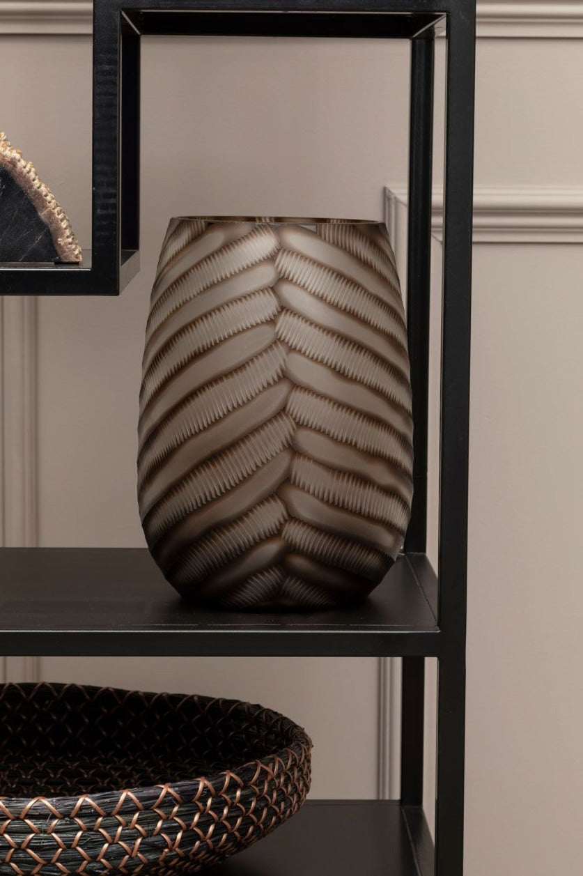 Black Chevron Cut Vase Large