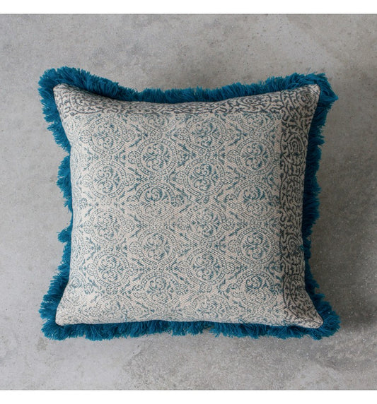 Block Printed Cushion Teal