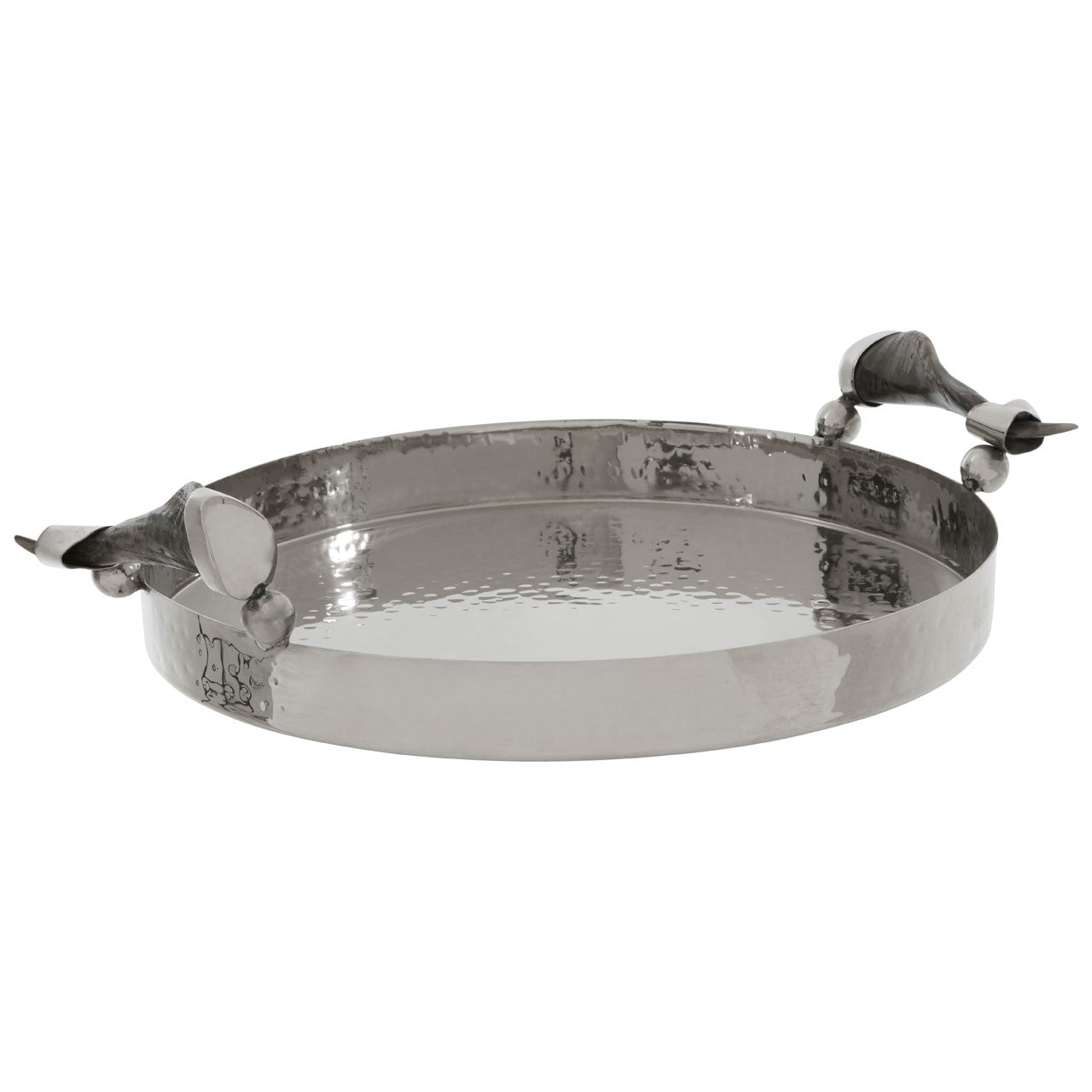 Horn Handle Silver Tray