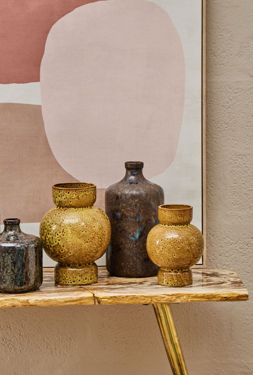 Silas Bottle Vase Brown Reactive Glaze Stoneware