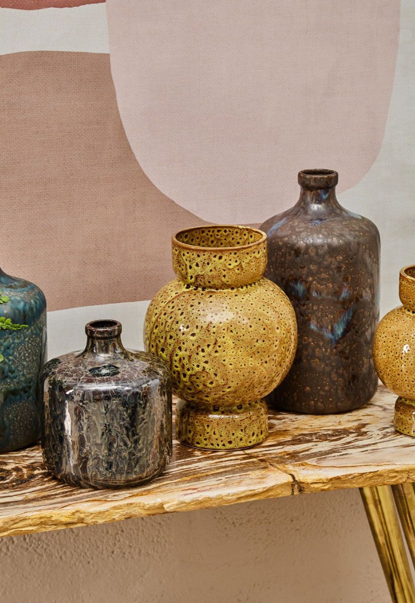 Silas Bottle Vase Brown Reactive Glaze Stoneware