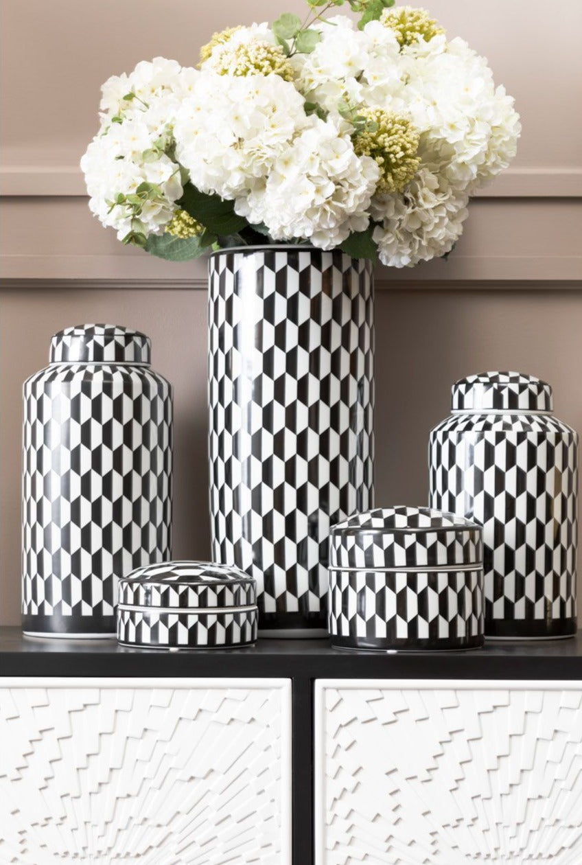Geo Print Ceramic Jar Small