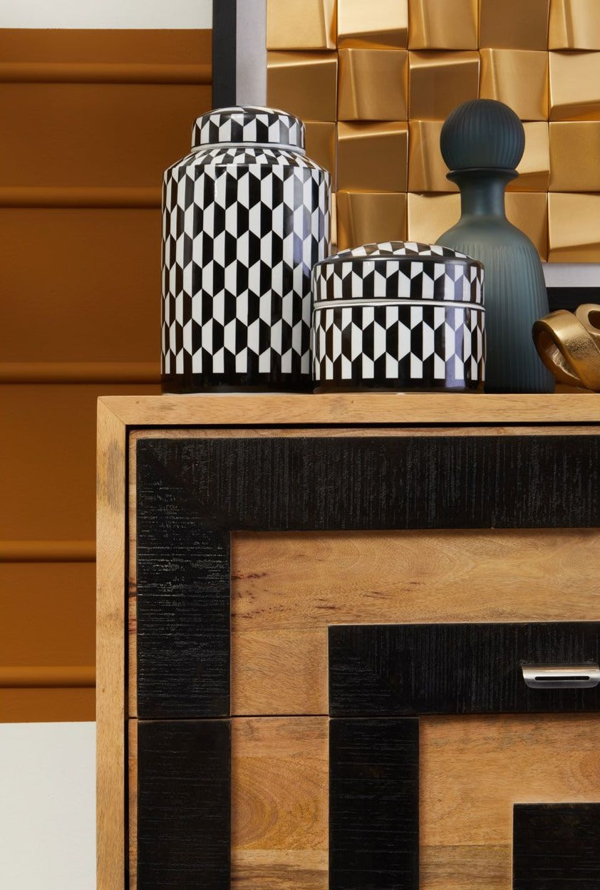 Geo Print Ceramic Jar Small