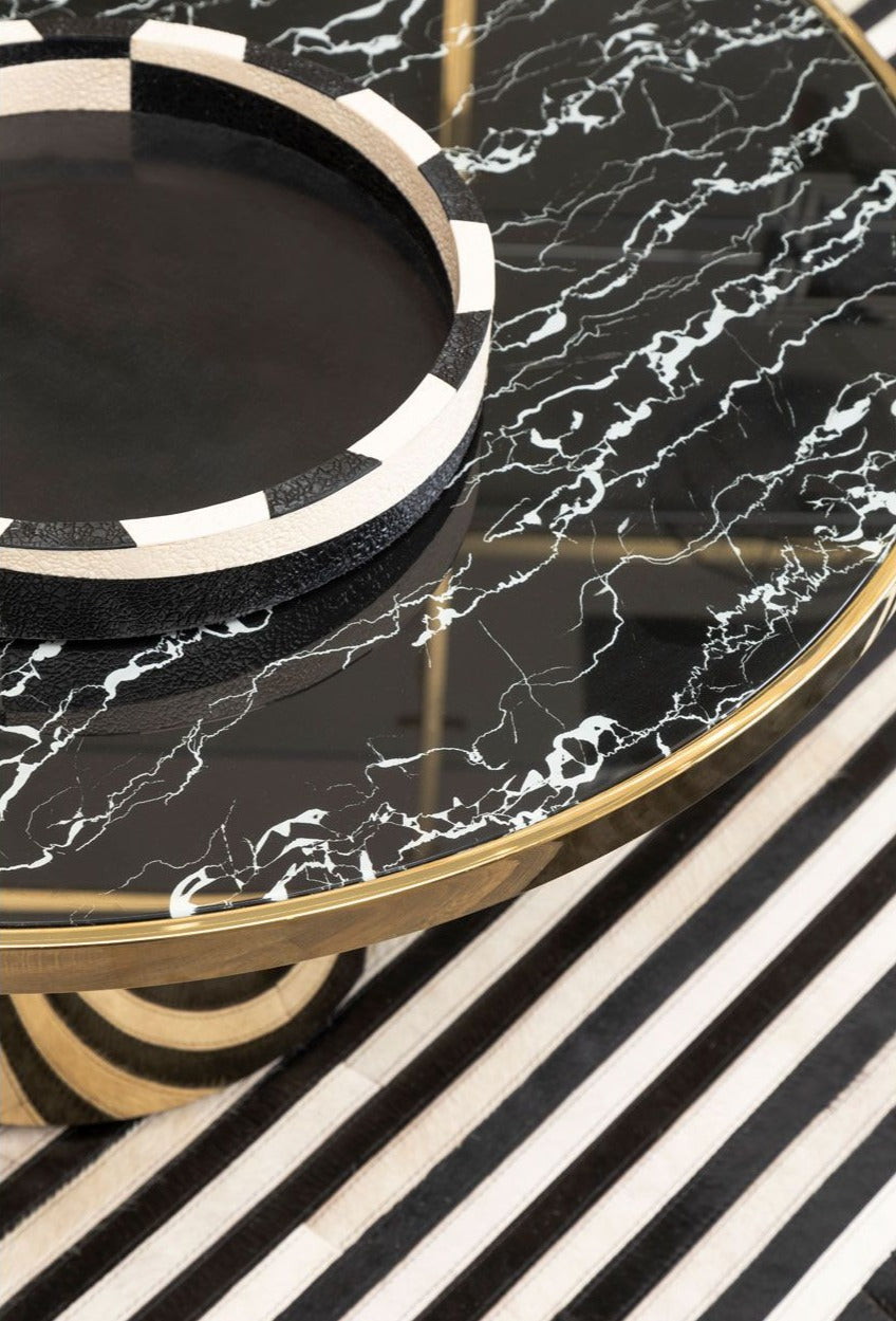 Ezra Round Tray Black/White