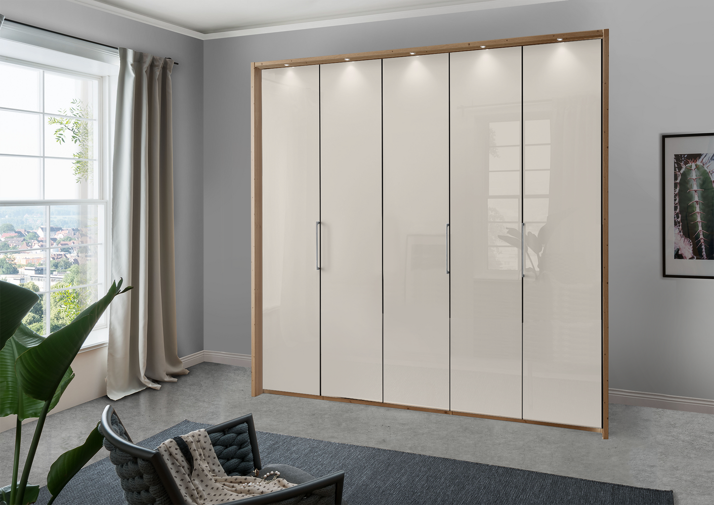 Munich 5 Door Wardrobe Glass Champagne 250 cm