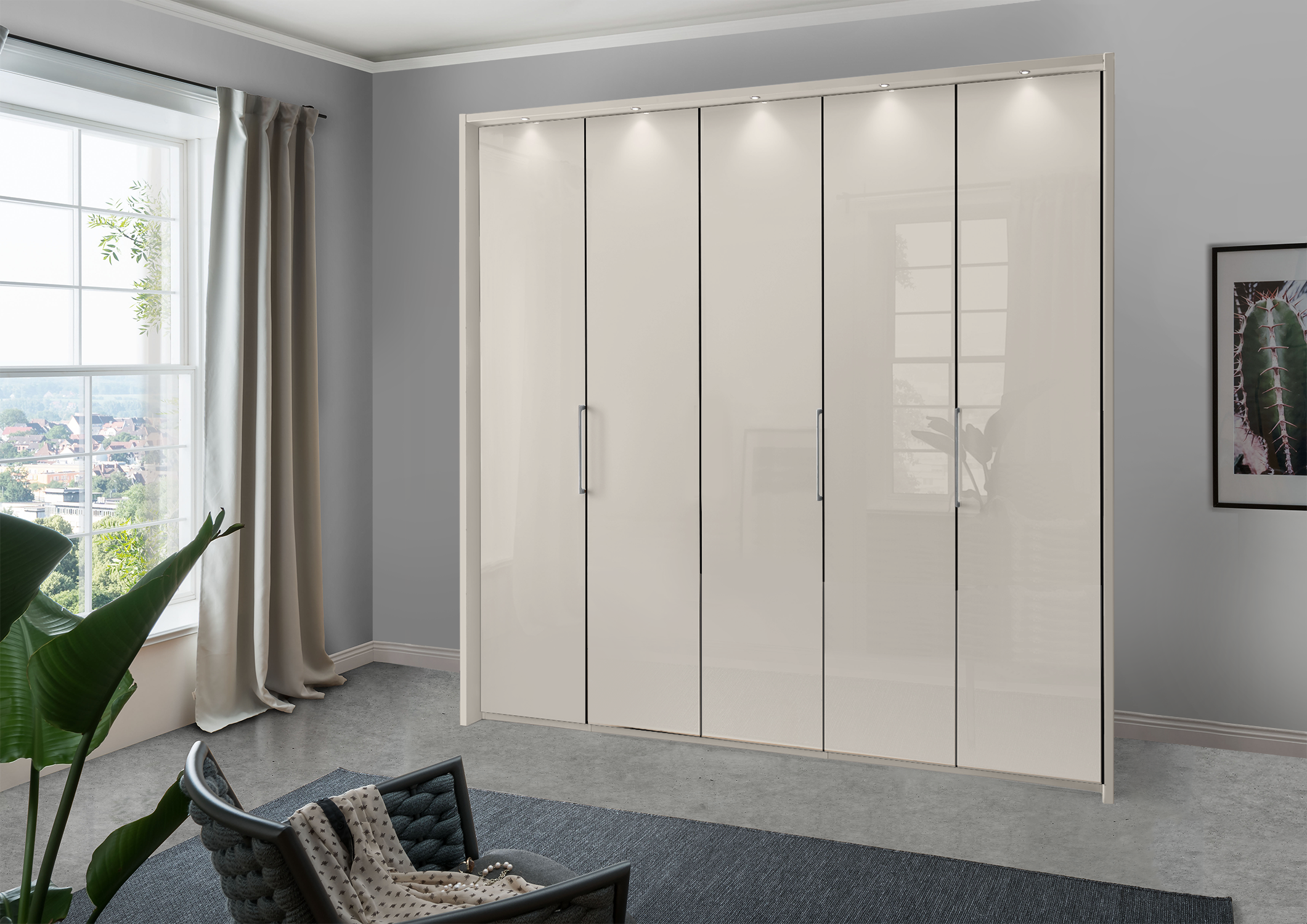 Munich 5 Door Wardrobe Glass Champagne 250 cm