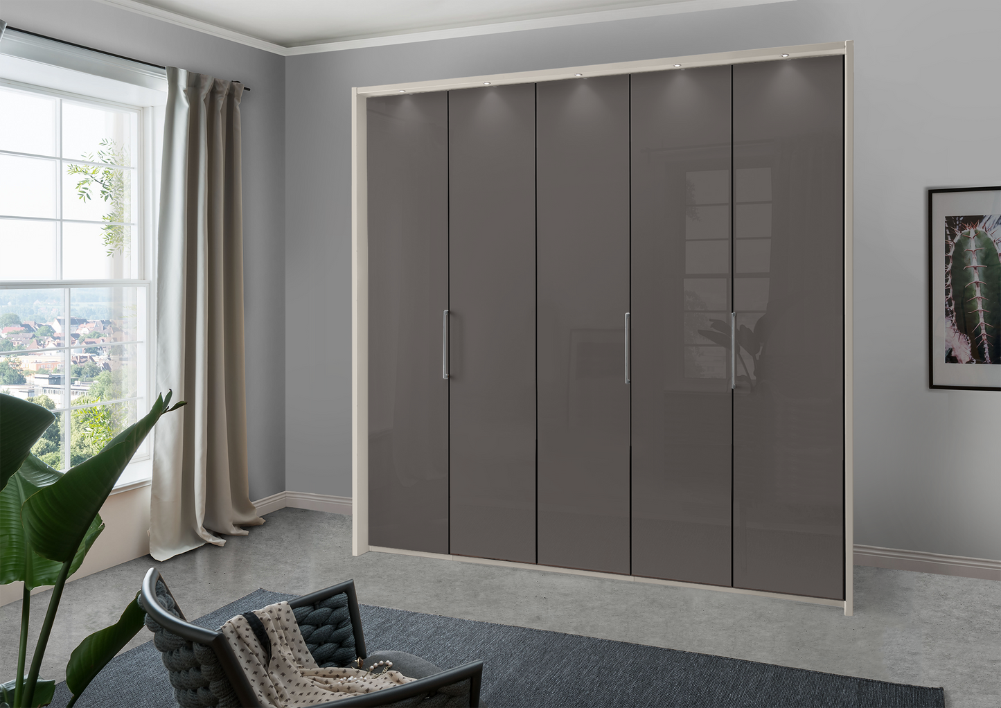 Munich 5 Door Wardrobe Glass Havana 250 cm