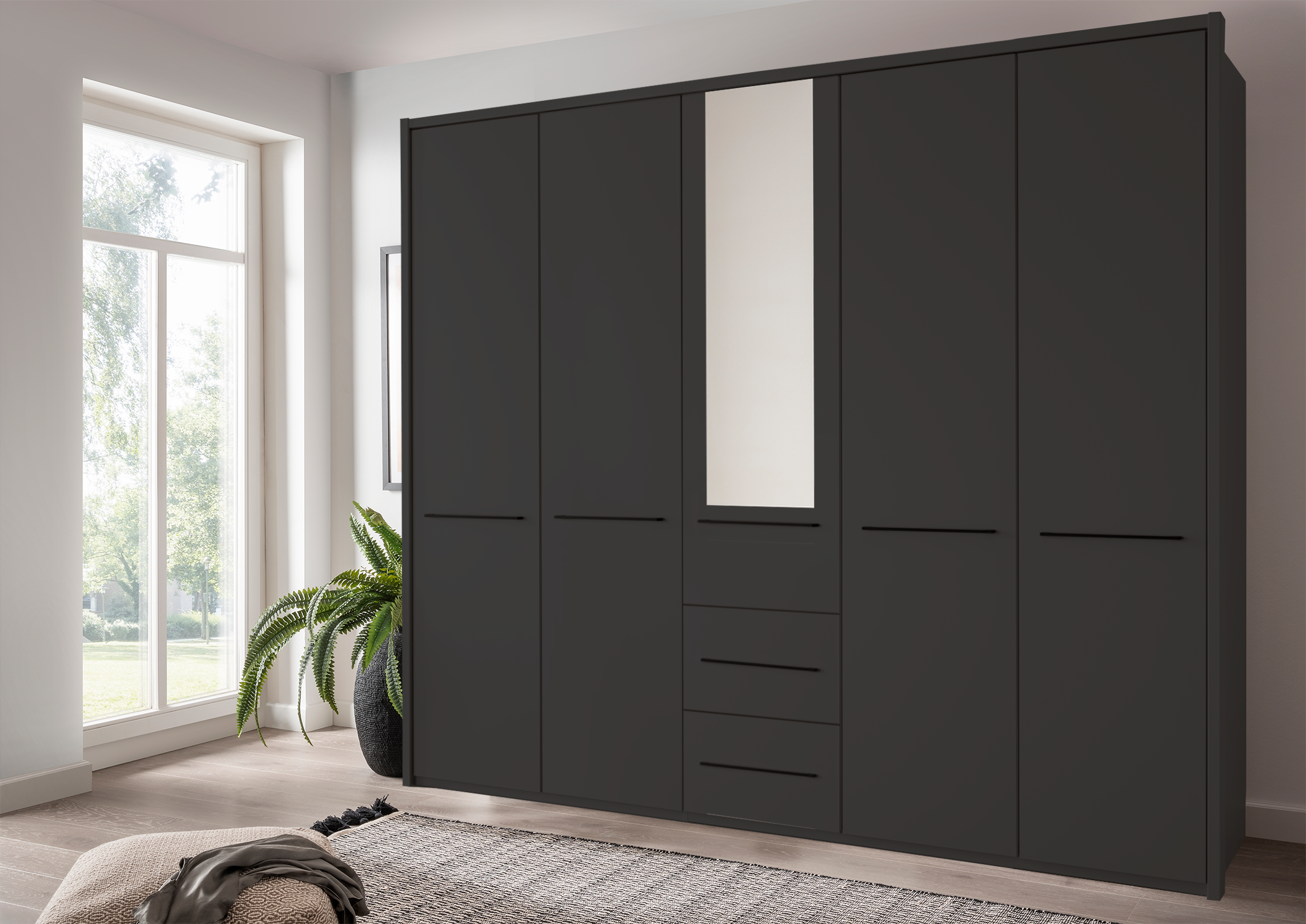 Cairo 5 Door Wardrobe Graphite 250cm