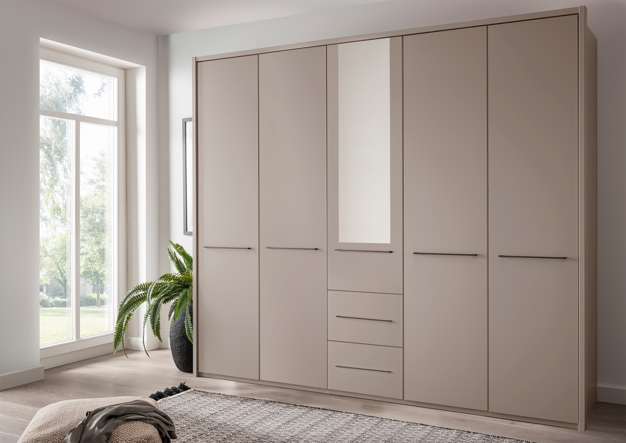 Cairo 5 Door Wardrobe Pebble Grey 250cm