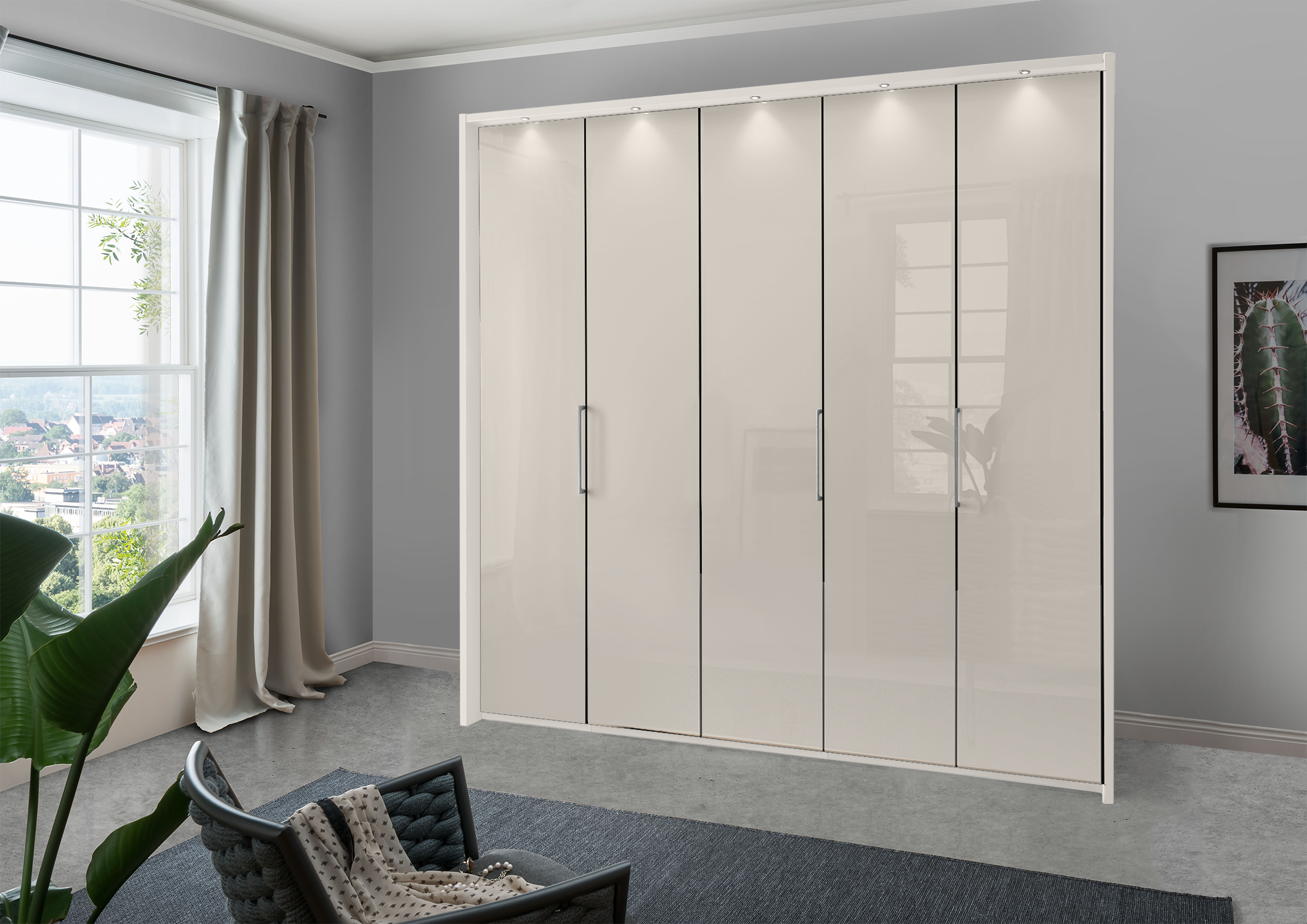 Munich 5 Door Wardrobe Glass Champagne 250 cm