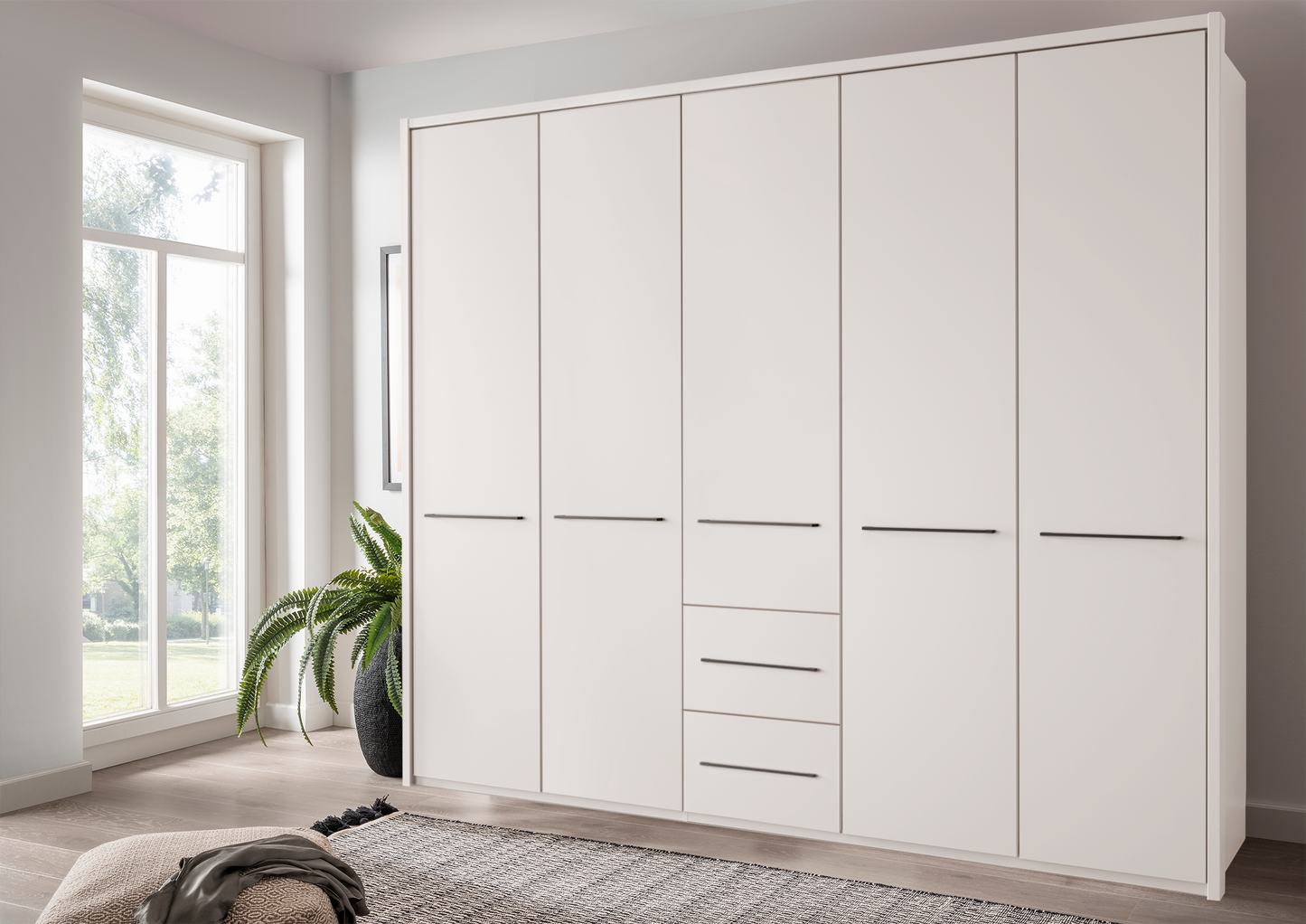 Cairo 5 Door Wardrobe White 250cm