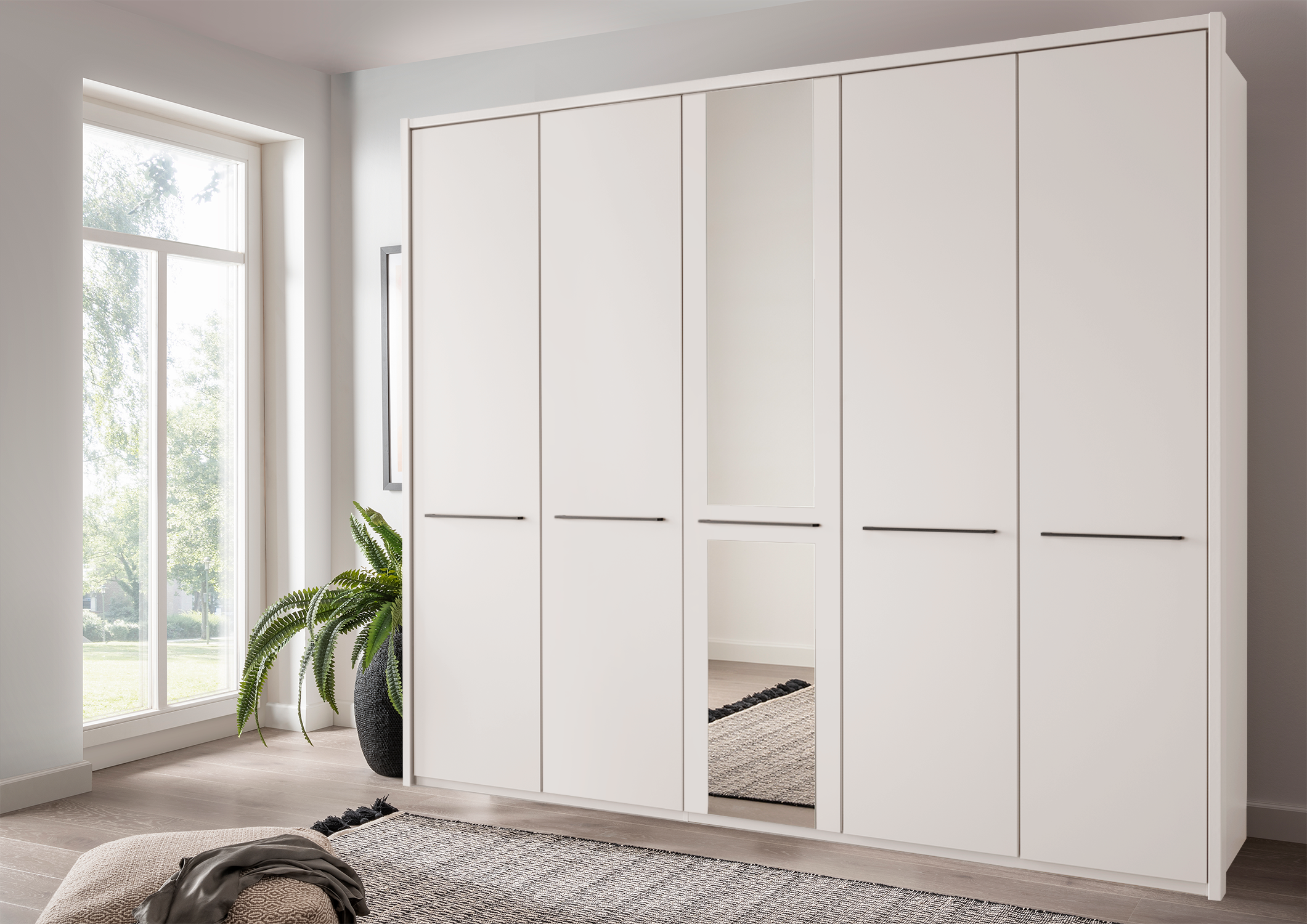 Cairo 5 Door Wardrobe White 250cm