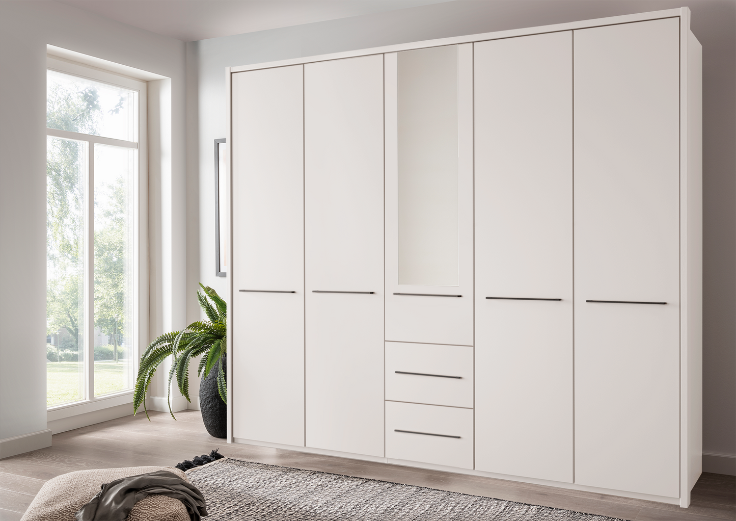 Cairo 5 Door Wardrobe White 250cm