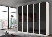 Bermuda Hinged 5 Door Wardrobe Glass Graphite 250cm