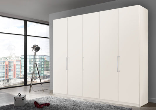 Bermuda Hinged 5 Door Wardrobe Matte White 250cm