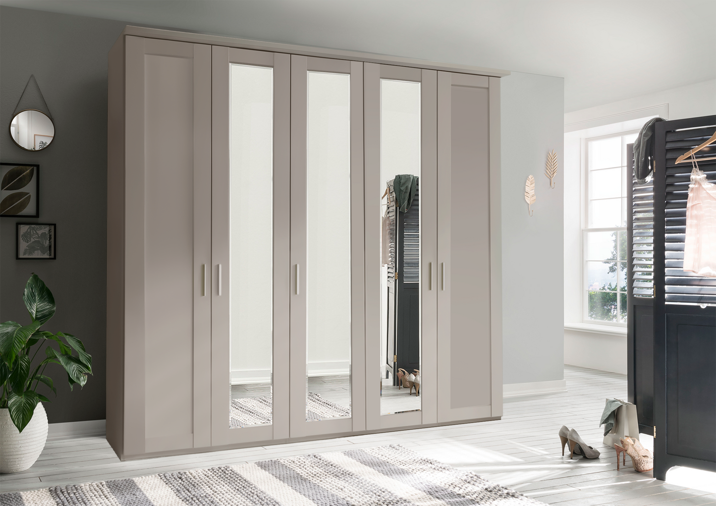 Oxford 5 Door Wardrobe Pebble Grey 250cm