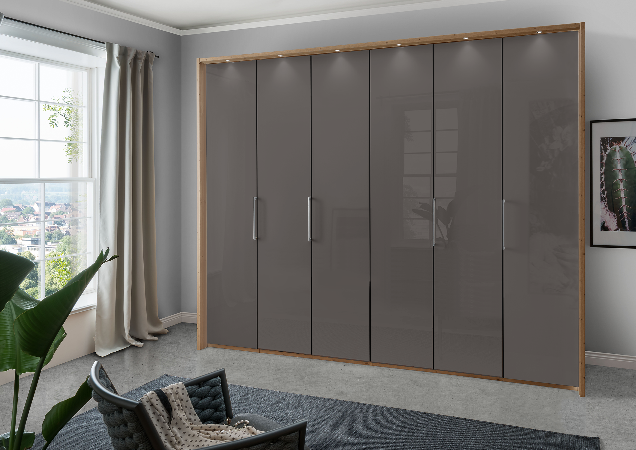 Munich 6 Door Wardrobe Glass Havana 300 cm
