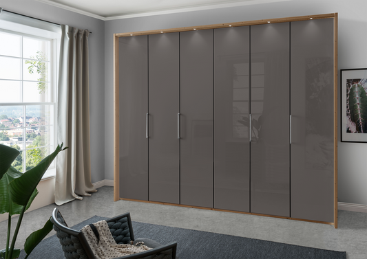 Munich 6 Door Wardrobe Glass Havana 300 cm