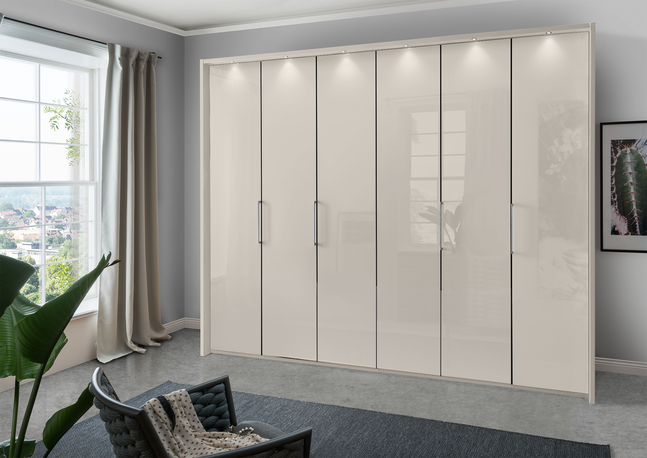 Munich 6 Door Wardrobe Glass Champagne 300 cm