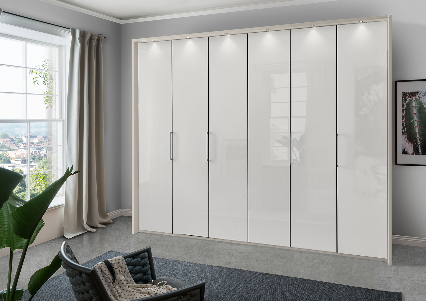 Munich 6 Door Wardrobe Glass White 300 cm