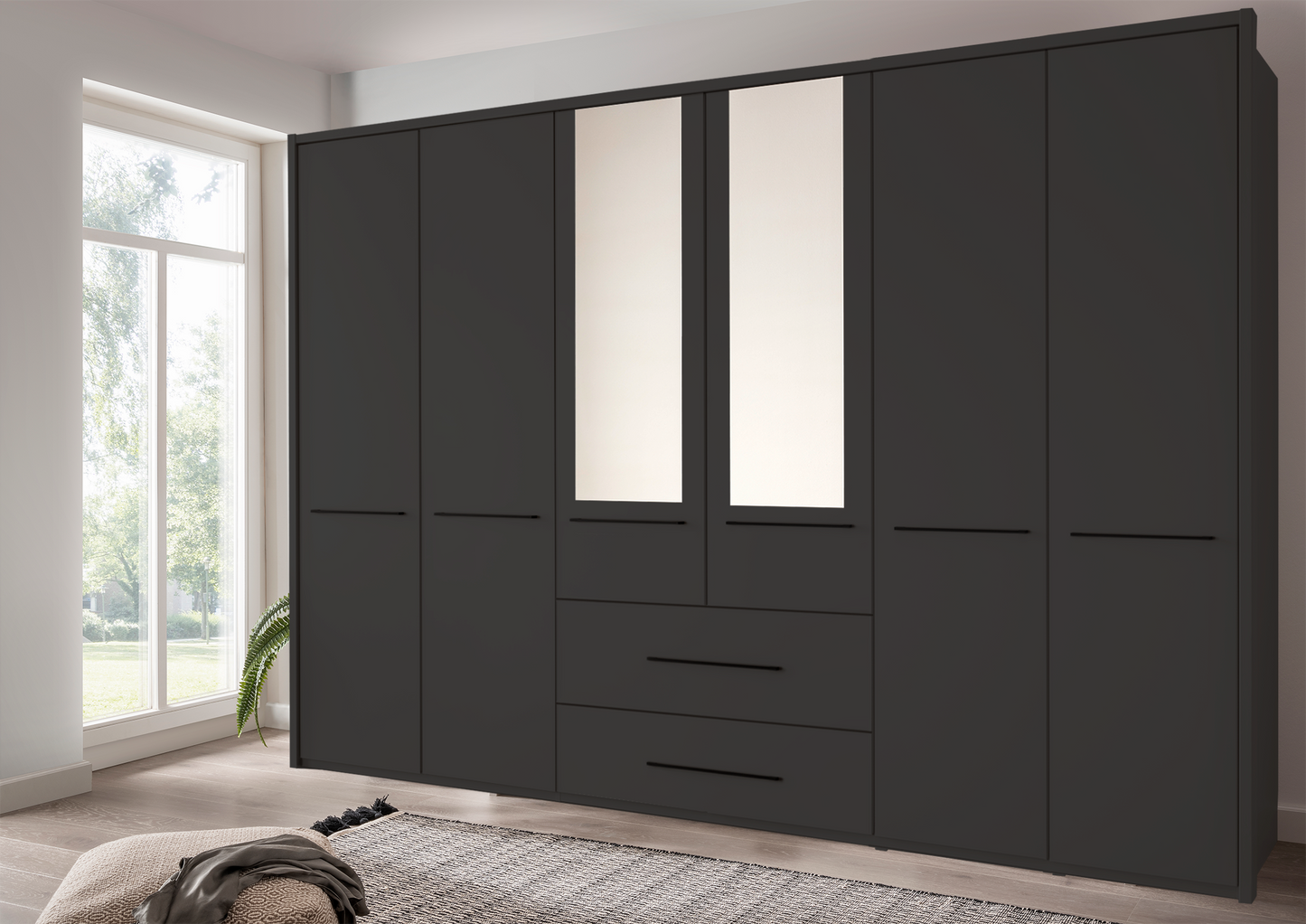 Cairo 6 Door Wardrobe Graphite 300cm