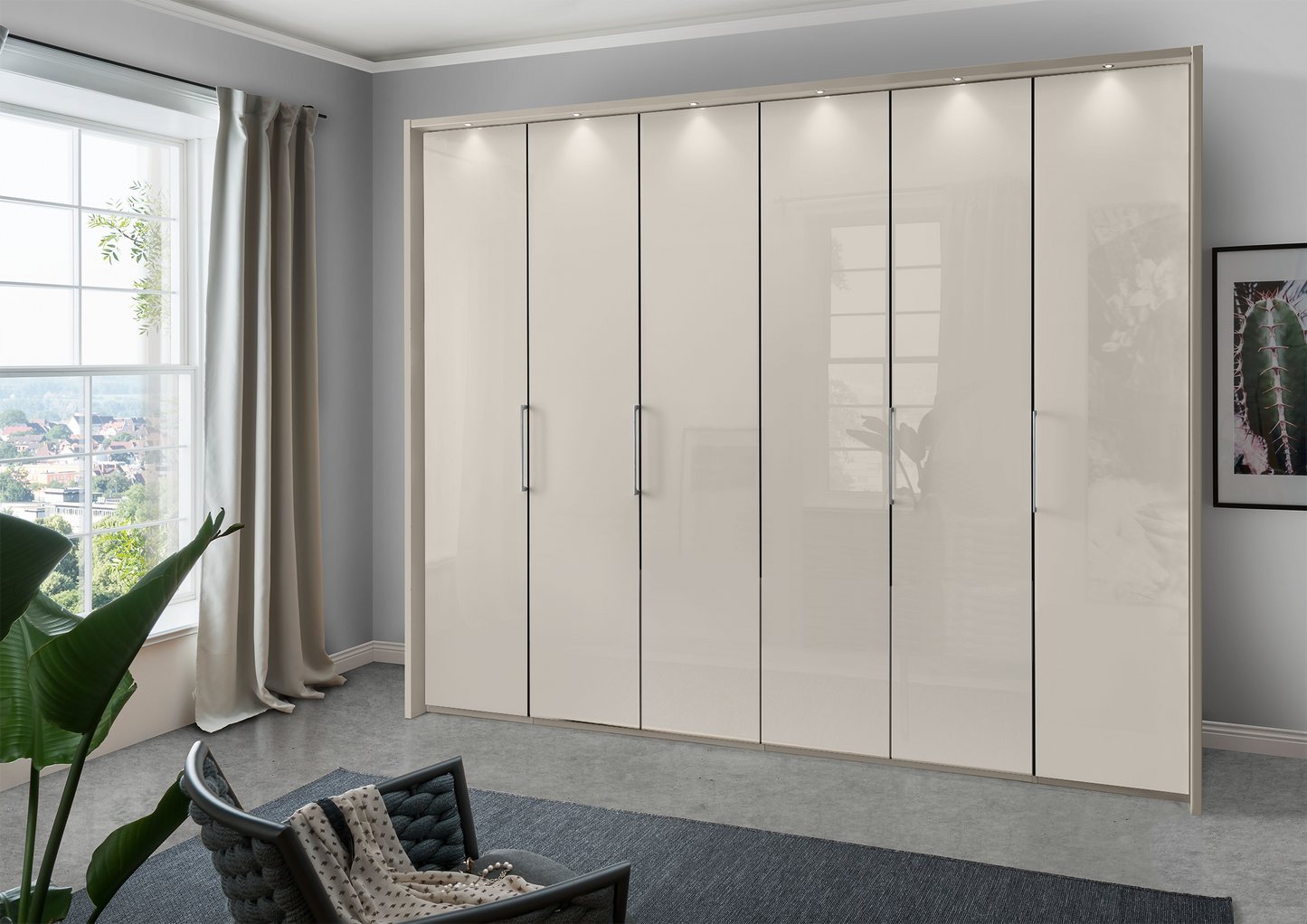 Munich 6 Door Wardrobe Glass Champagne 300 cm