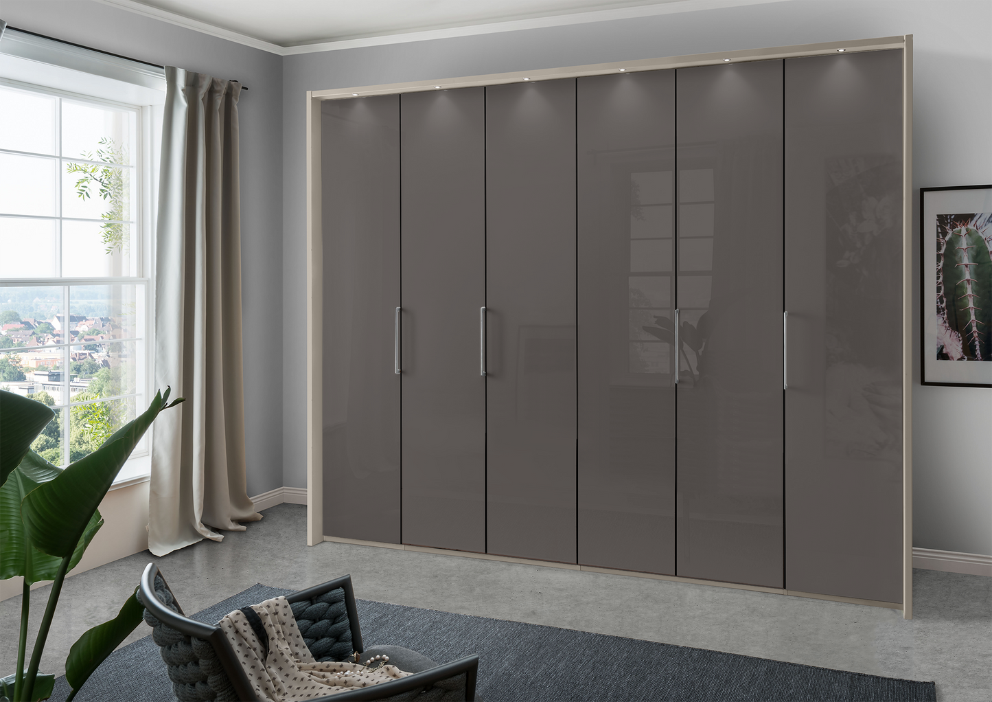 Munich 6 Door Wardrobe Glass Havana 300 cm