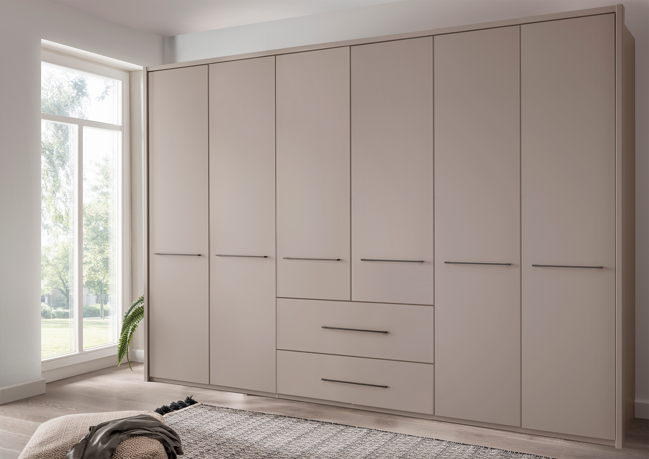 Cairo 6 Door Wardrobe Pebble Grey 300cm