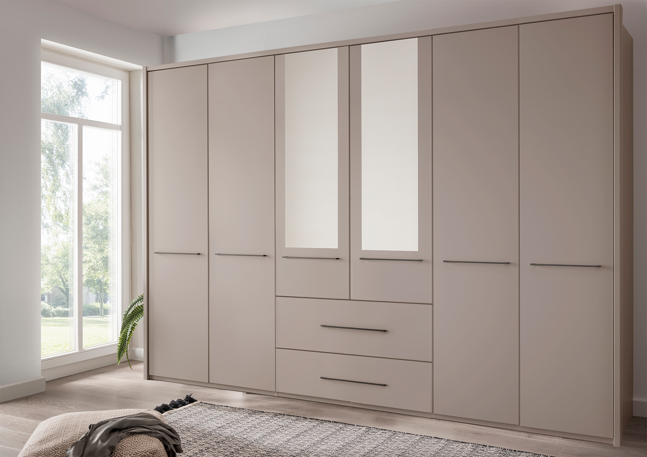 Cairo 6 Door Wardrobe Pebble Grey 300cm