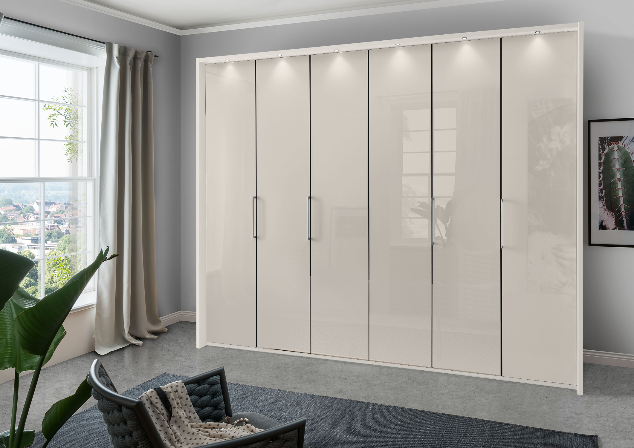 Munich 6 Door Wardrobe Glass Champagne 300 cm
