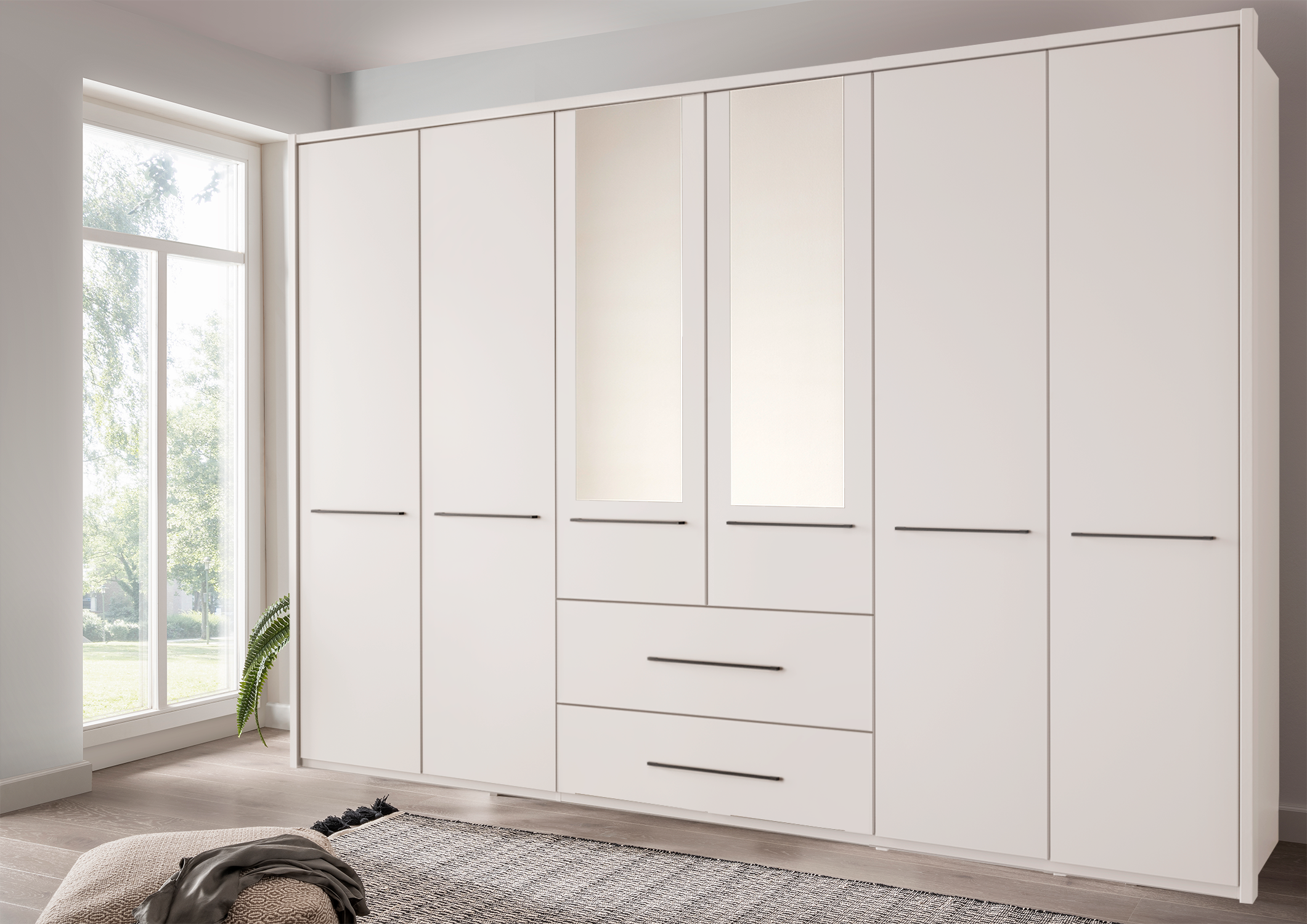 Cairo 6 Door Wardrobe White 300cm