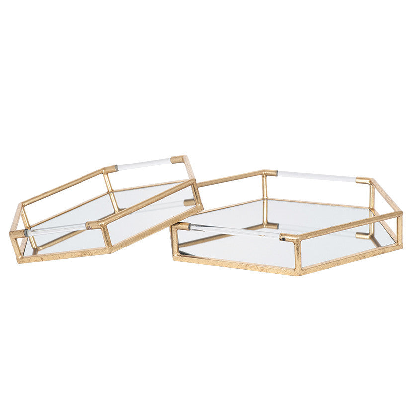 Set of Gold Mirrored Trays